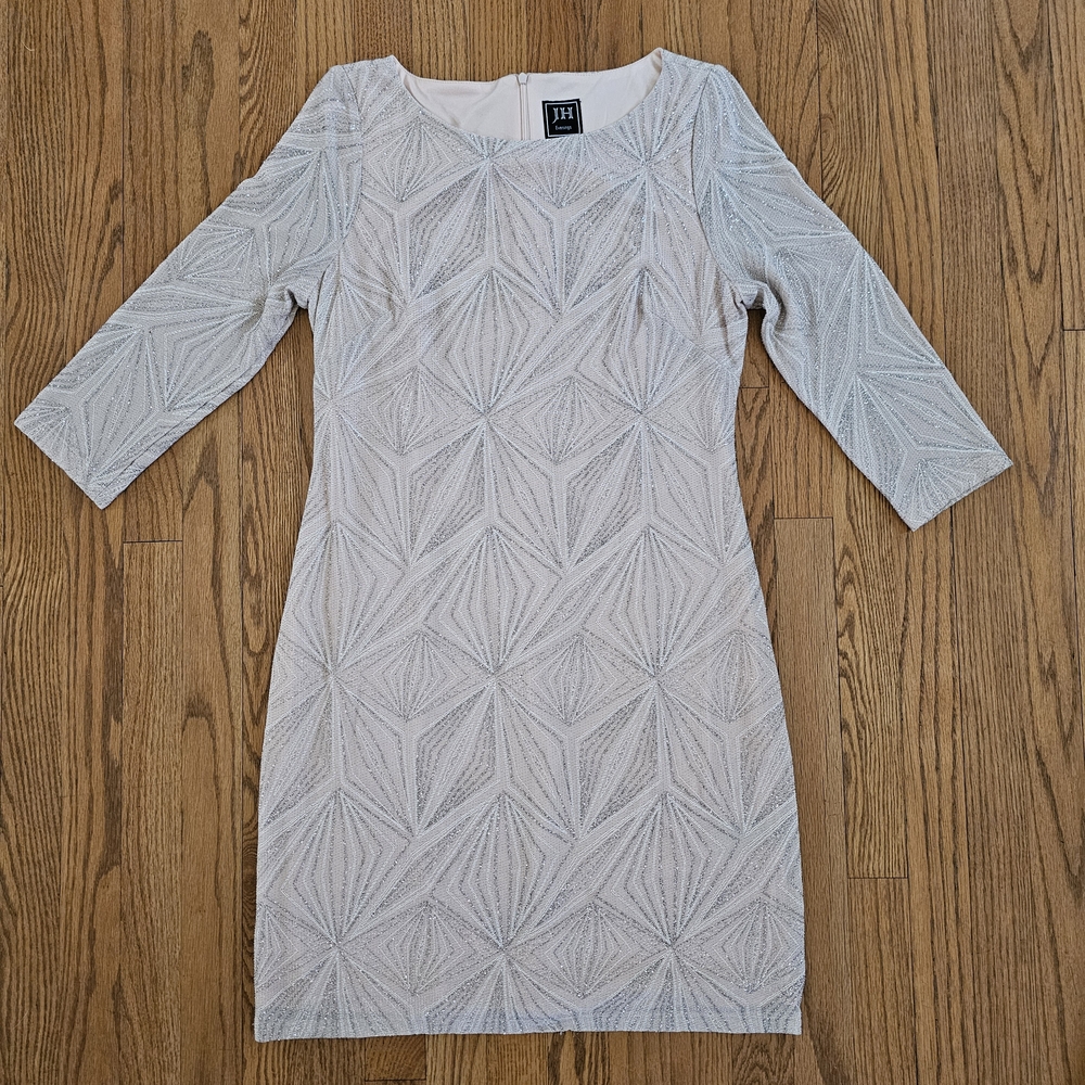 JH Collection Women's Coctail Dress Blush Pink And Silver Size 14